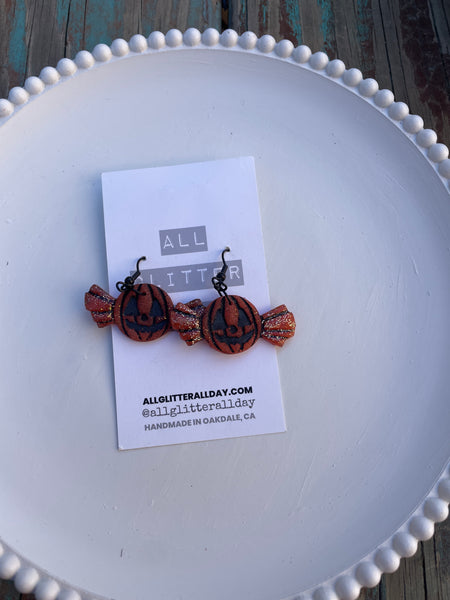 Translucent orange pumpkin candy dangle