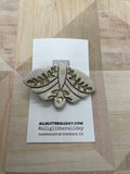 Hand painted clay moth barrette