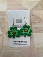 Bright green Shamrock dangle earring in multiple colors