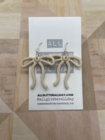 Gorgeous skinny ribbon bow dangle earring
