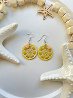 Sparkly lemon slice dangle with pink flowers